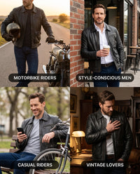 Aviator Styled Mens Leather Jacket With Double Entry Front Pockets
