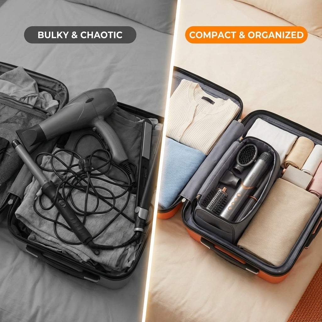 Osoji 2-in-1 Hair Styler with 9 Hot & Cool Nozzles and Air Directionator, Straightener and Dryer for All Hair Types, with Travel Case| Hair Dryer
